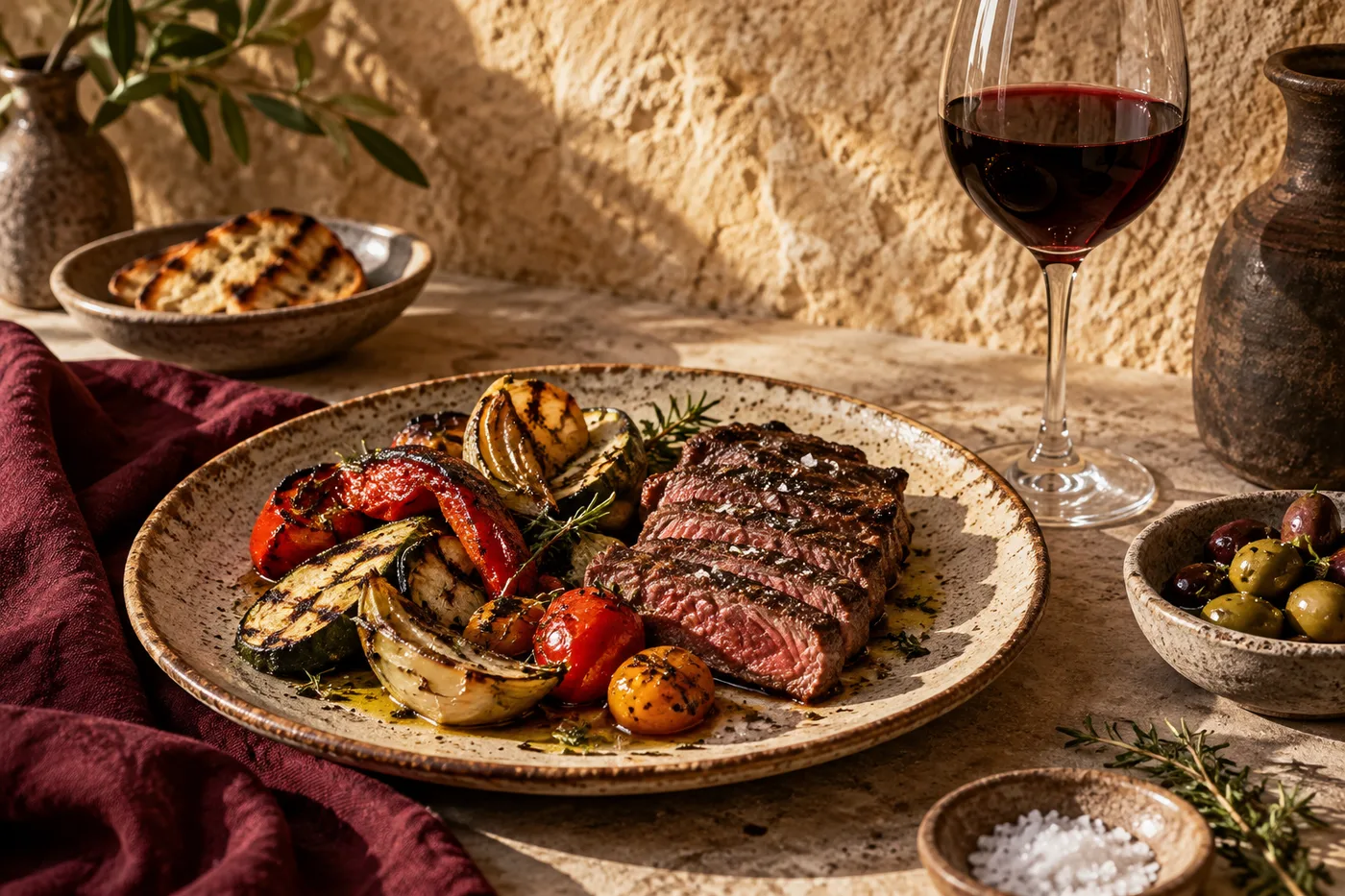 Plato a la brasa con verduras, imagen ilustrativa